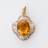 14ct Yellow Gold, Oval Citrine / Imitation Diamond Pendant