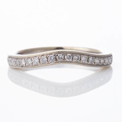 Walker & Hall, 14ct White Gold, 0.17ct Diamond, Duchess Curved Band