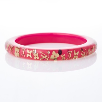 Louis Vuitton, Pink Monogram Inclusion Resin Bangle with Box