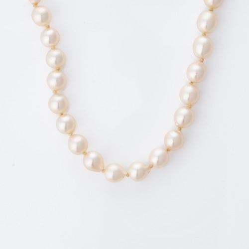 70cm, 7.4mm Pearl Necklace with 9ct Yellow Gold, Sapphire Set Clasp