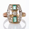 8ct Yellow Gold / 15ct Rose Gold, Art Deco, Emerald / Diamond Ring