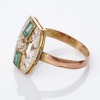 8ct Yellow Gold / 15ct Rose Gold, Art Deco, Emerald / Diamond Ring - 2