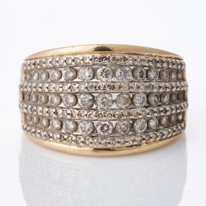 10ct Yellow Gold, 1.00ct Diamond Multi-Row Band Ring