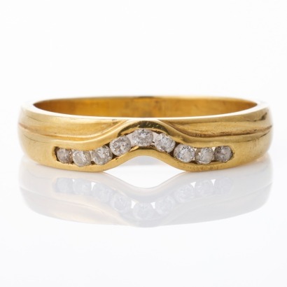 18ct Yellow Gold, 0.18ct Diamond Channel Set Ring