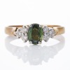9ct Yellow Gold, Modern, Oval Green Sapphire / 0.24ct Diamond Ring