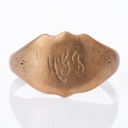 9ct Rose Gold, Vintage, Engraved Signet Ring