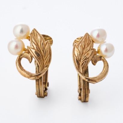 9ct Yellow Gold, 4.10mm Akoya-Type Pearl Clip-On Earrings