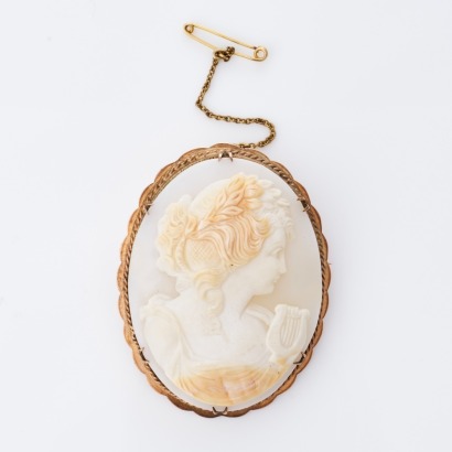 9ct Rose Gold, Vintage, Shell Cameo Brooch