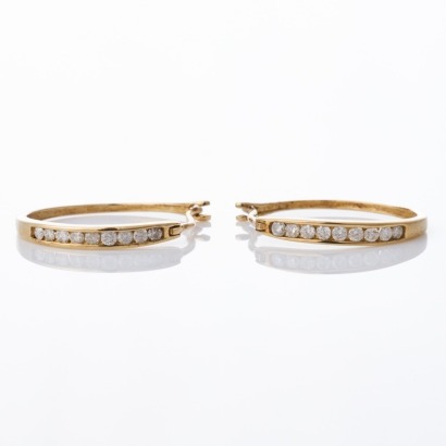 9ct Yellow Gold, 0.20ct Diamond Hoop Earrings