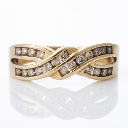 Michael Hill, 9ct Yellow Gold, 0.22ct Diamond Crossover Ring