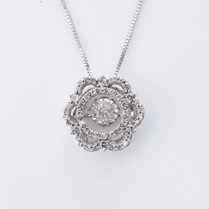 Michael Hill, 48cm, 10ct White Gold, 0.38ct Diamond Floral Pendant / Necklace