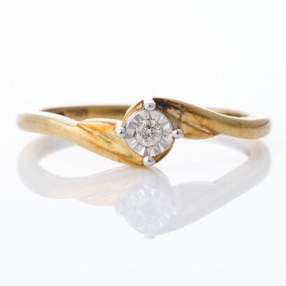 Michael Hill, 10ct Yellow Gold, Modern, 0.04ct Diamond Ring