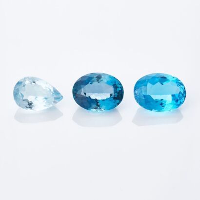 Collection of 3 x Loose, Blue Topaz of 64.00cts total weight