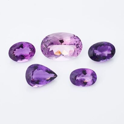 Collection of 5 x Loose, Large Amethysts of 108.70cts total weight