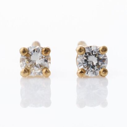 14ct Yellow Gold, 0.25ct Diamond Stud Earrings