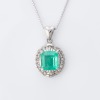 Platinum, 2.00ct Emerald / 0.30ct Diamond Pendant on 45cm, 18ct White Gold, Box Chain
