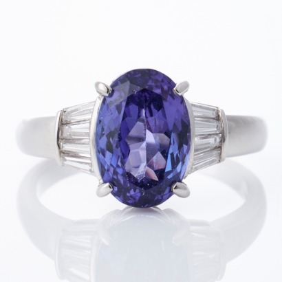 Platinum, 4.16ct Tanzanite / 0.45ct Diamond Ring