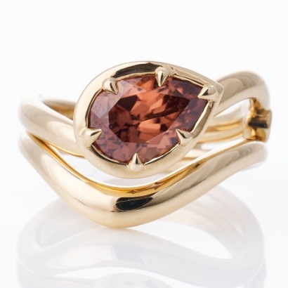 9ct Yellow Gold, 2.68ct Zircon / 0.03ct Sapphire Dress Ring with Matching Band - Near new