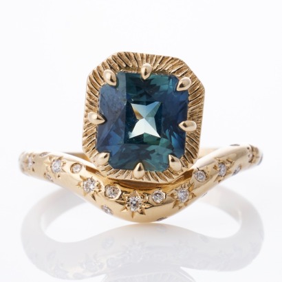 9ct Yellow Gold, 1.93ct Sapphire / 0.15ct Diamond Dress Ring