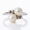14ct White Gold, 6.5mm Pearl / 0.04ct Diamond Ring