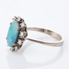 14ct White Gold, Cabochon Cut Black Opal / 0.30ct Diamond Ring - 2