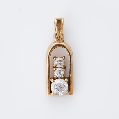 9ct Yellow Gold, Imitation Diamond Pendant