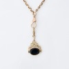 7-8ct Rose Gold, 169cm Victorian-Style Muff Chain with 9ct Gold Onyx / Carnelian Fob Seal - 2