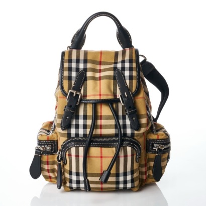 Burberry, Vintage Check Canvas / Leather Backpack with Box