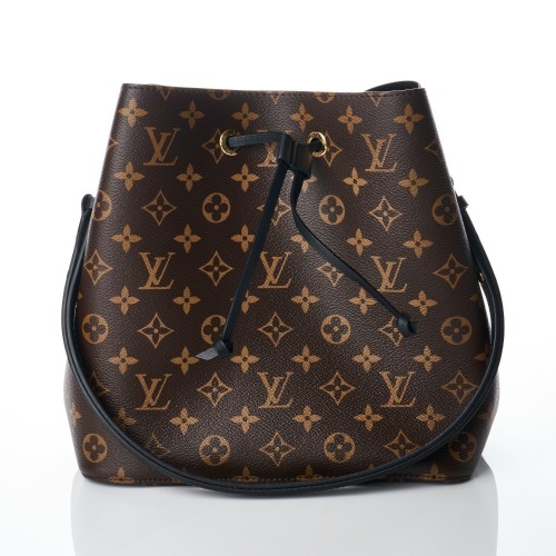 Louis Vuitton, Monogram Canvas / Black Leather Trim N&eacute;oNo&eacute; Bucket Bag MM