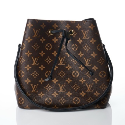 Louis Vuitton, Monogram Canvas / Black Leather Trim N&eacute;oNo&eacute; Bucket Bag MM