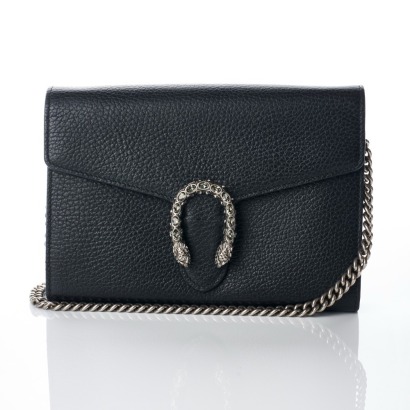 Gucci, Black Leather Dionysus Wallet on Chain