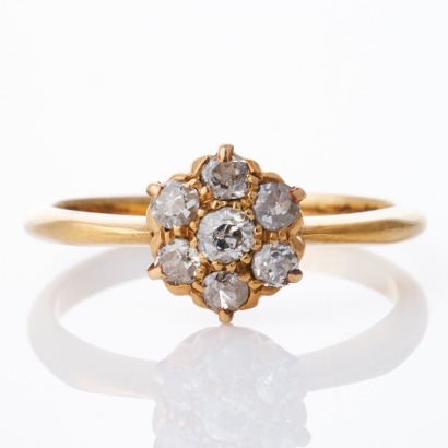 18ct Yellow Gold, 0.38ct Diamond Cluster Ring