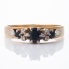 9ct Yellow Gold, Oval Cut Sapphire / 0.02ct Diamond Ring