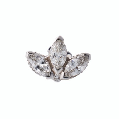 Maria Tash, 18ct White Gold, Diamond, Engraved Lotus Threaded Stud Earring with Box