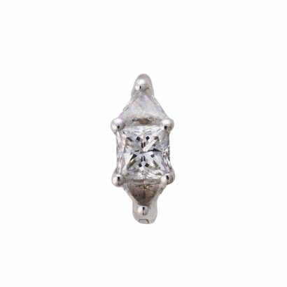 Maria Tash, 18ct White Gold, 0.23ct Diamond Princess Triangle Hoop Earring with Box