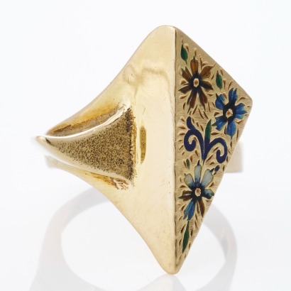 14ct Yellow Gold, Enamel Dress Ring