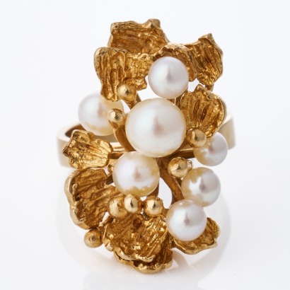 14ct Yellow Gold, Round Cultured Pearl Dress Ring
