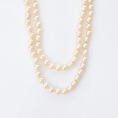 14ct Yellow Gold, 66cm - 69cm, Double-Strand Cultured Pearl Necklace