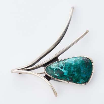 Teppich, Sterling Silver / Cabochon Eilat Stone Brooch