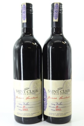 (2) 2021 Saint Clair James Sinclair Malbec, Gimblett Gravels
