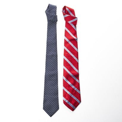 1) Brooks Brothers, Red Herringbone Stripe Silk Tie, 2) Club Monaco, Navy Pinstripe Silk Tie