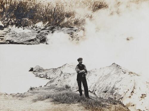 UNKNOWN PHOTOGRAPHER Male and Geothermal landscape