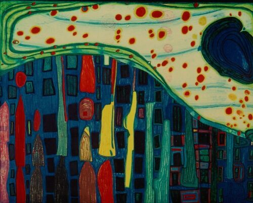 FREDRICH HUNDERTWASSER Black Mountain