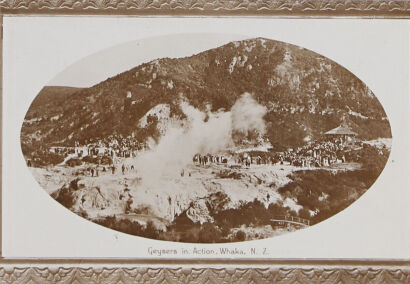 PHOTOGRAPHIC POSTCARD Geysers in Action , Whakarewarewa