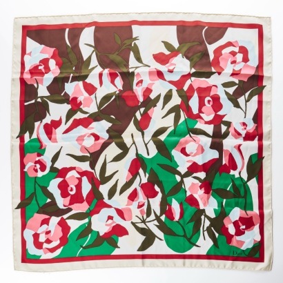 Christian Dior, Floral Silk Scarf with Box