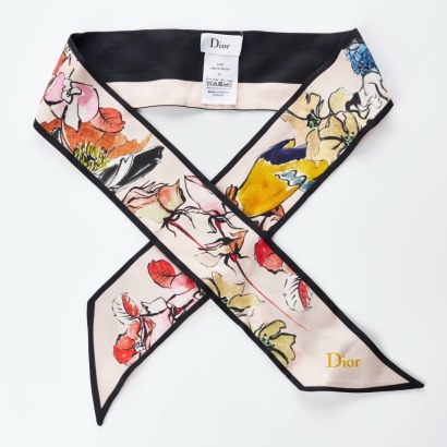 Christian Dior, Floral 100% Silk Mitzah Scarf with Box