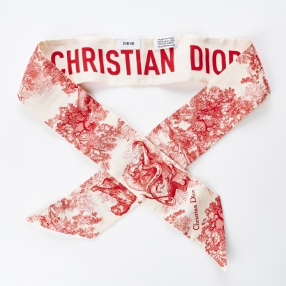 Christian Dior, Toile de Jouy, 100% Silk Mitzah Scarf with Box
