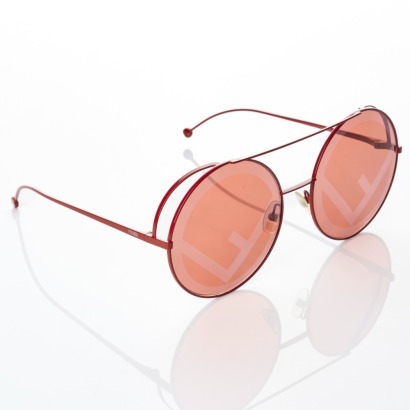 Fendi, Red Round Sunglasses with Box