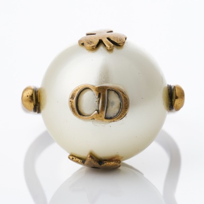 Christian Dior, J'Adior Rotating Faux Pearl Ring with Box