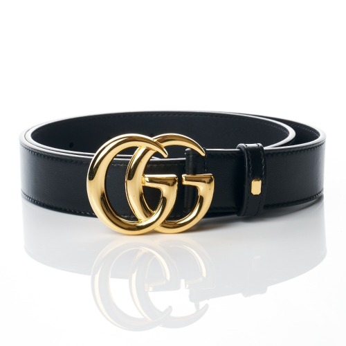 Gucci, Black Leather GG Marmont Belt with Box, Size 80